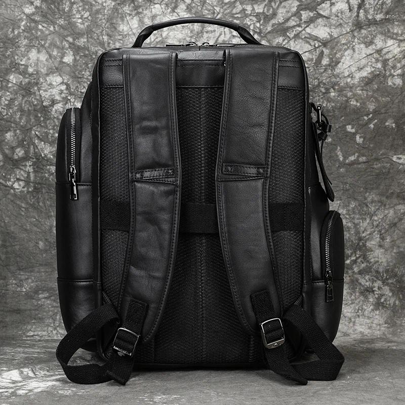 Cowhide hot Laptop Bag Men - Mens Leather Backpack for Travel & School