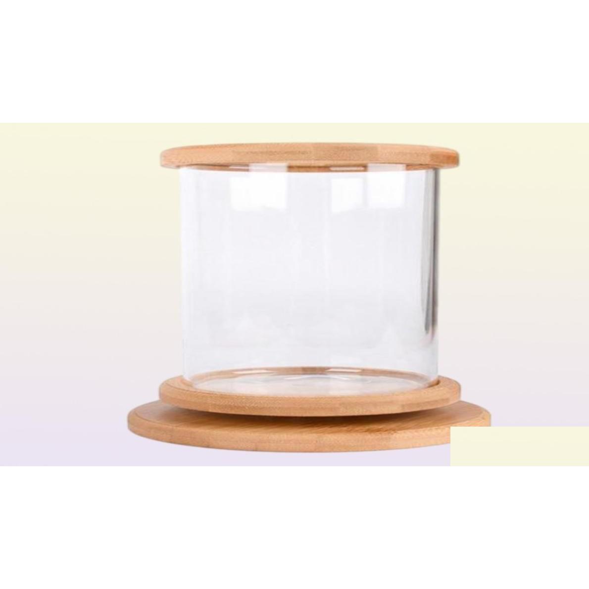 Aquariums 360 Degree Rotating Glass Betta Fish Tank Bamboo Base Mini Decoration Rotate Bowl Aquarium Accessories For Office9076310 Dro Dhsbe