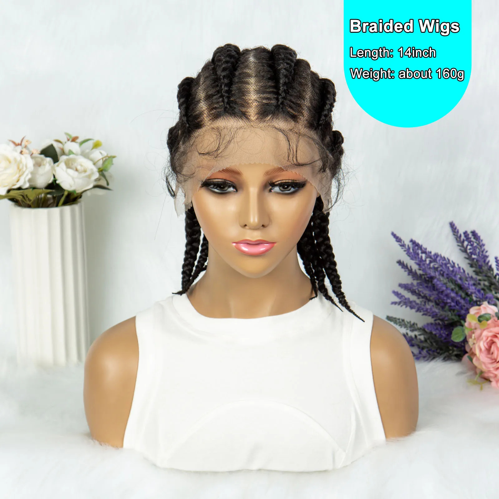 KIMA Full Lace Cornrow Box Braided Synthetic Lace Front Wigs for Africa Women Men Braids with Baby Hair Braiding Wigs 240430