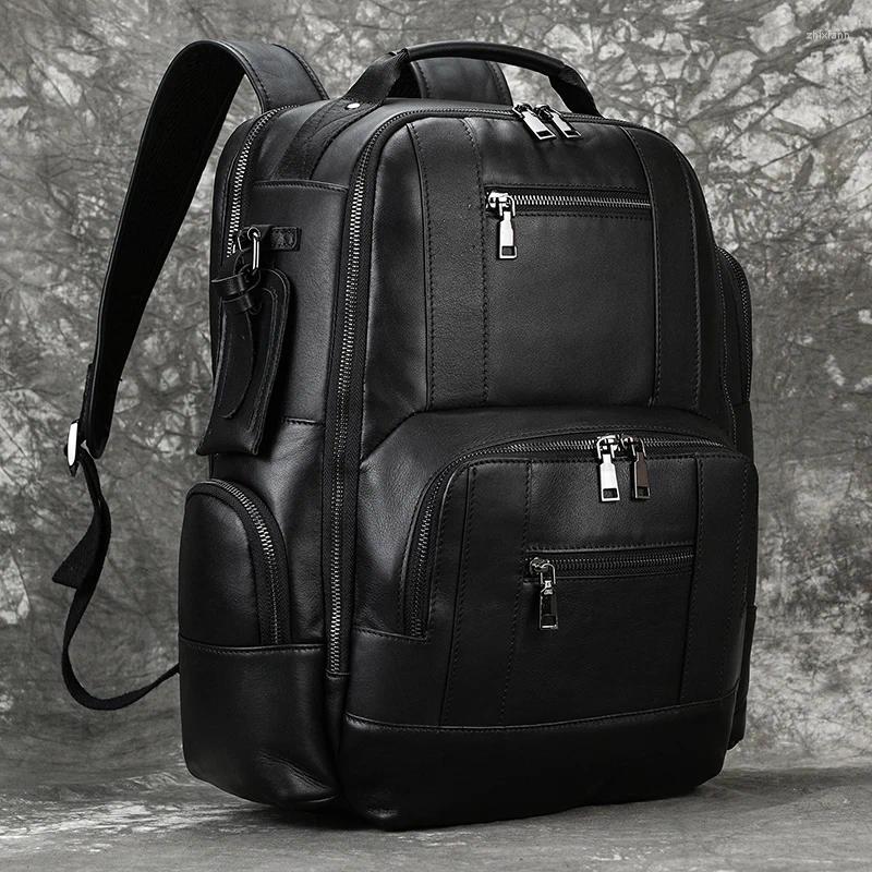 2025 NEW Backpack Cow Leather Backpacks Men Laptop Rucksack Shoulder Bag New Mochilas Cowhide Genuine Male School For Man Travel