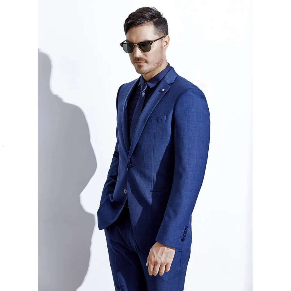 Peaked Designer Handsome Customized Lapel Tuxedos Groom Blue Best Men Suit For Weddings Business Mens Formal Suits (Jacket+Pants) s mal s