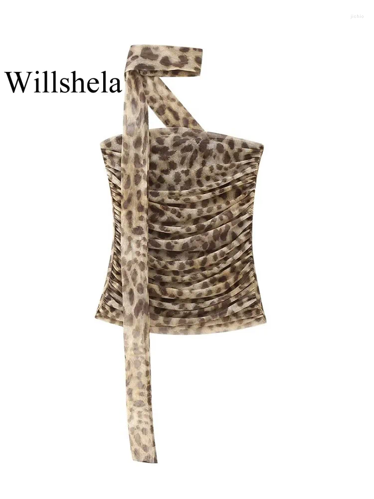 Work Dresses Women Fashion 2 Piece Set Tulle Leopard Pleated Tops Vintage High Waist Midi Skirt Female Chic Lady Skirts