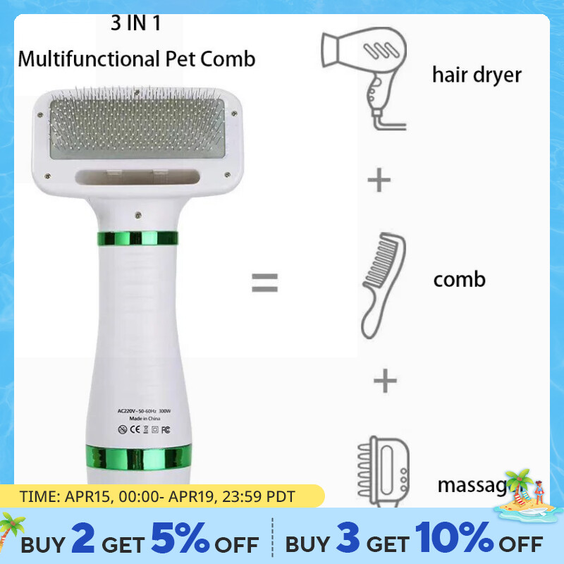 Pet Hair Dryer 2 with Slicker Brush Grooming for Cat and Dog Brush Professional Home Grooming Furry Drying Portable Dog Blower