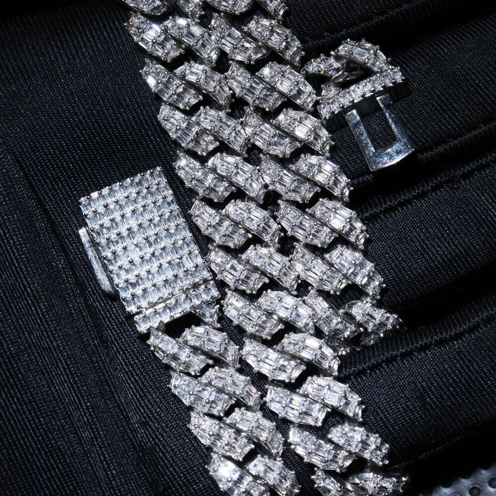 Cuban Link Chain Moissanite Necklaces for Men Fashion Jewelry Vvs 10mm Pure Sterling Cuban Link 925 Sterling Silver Hiphop Fash