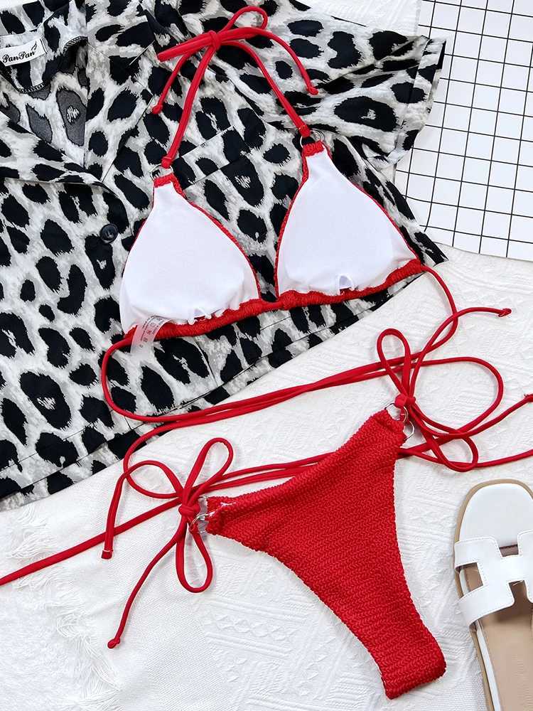 Women's Swimwear 2023 New Sexy Solid Bikini Micro Mini Swimwear Women Swimsuit Female Bandage Strappy Bikini Set Brazilian Bathing Suit Beachwear