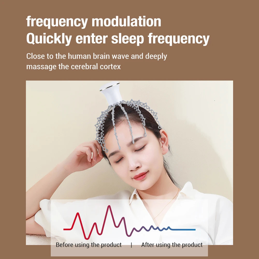 12 Claw Scalp Massager Acupoint Electrowave Headache Relief Cap Wireless Electric Vibration Physiotherapy Head Masssager Octopus 240430