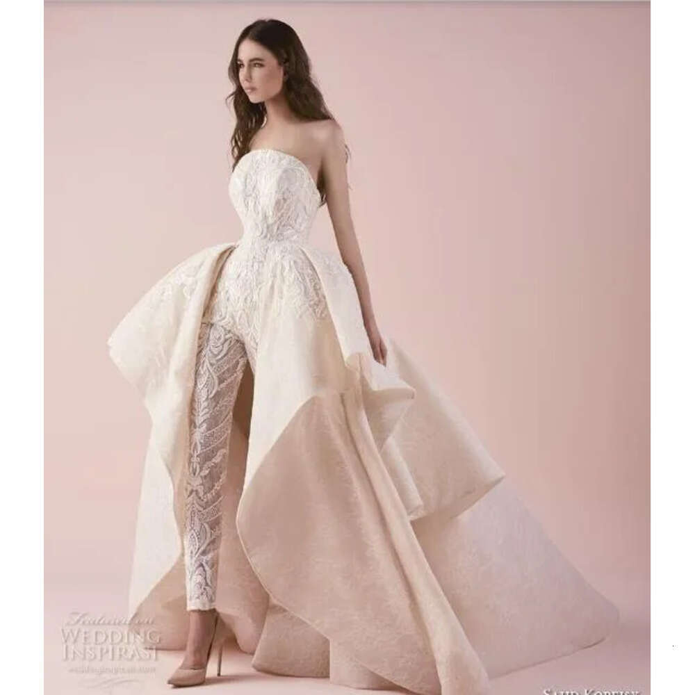 Designer Dress Appliqued Quality High Wedding Strapless Lace Fashion Bridal Gowns Custom Made Long Women Jumpsuits