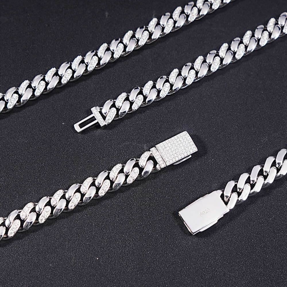Sicgem Customize Miami Stainless Steel 925 Silver Mens Cuban Link Chain 22 Inches 13 Mm Moissanite Necklace