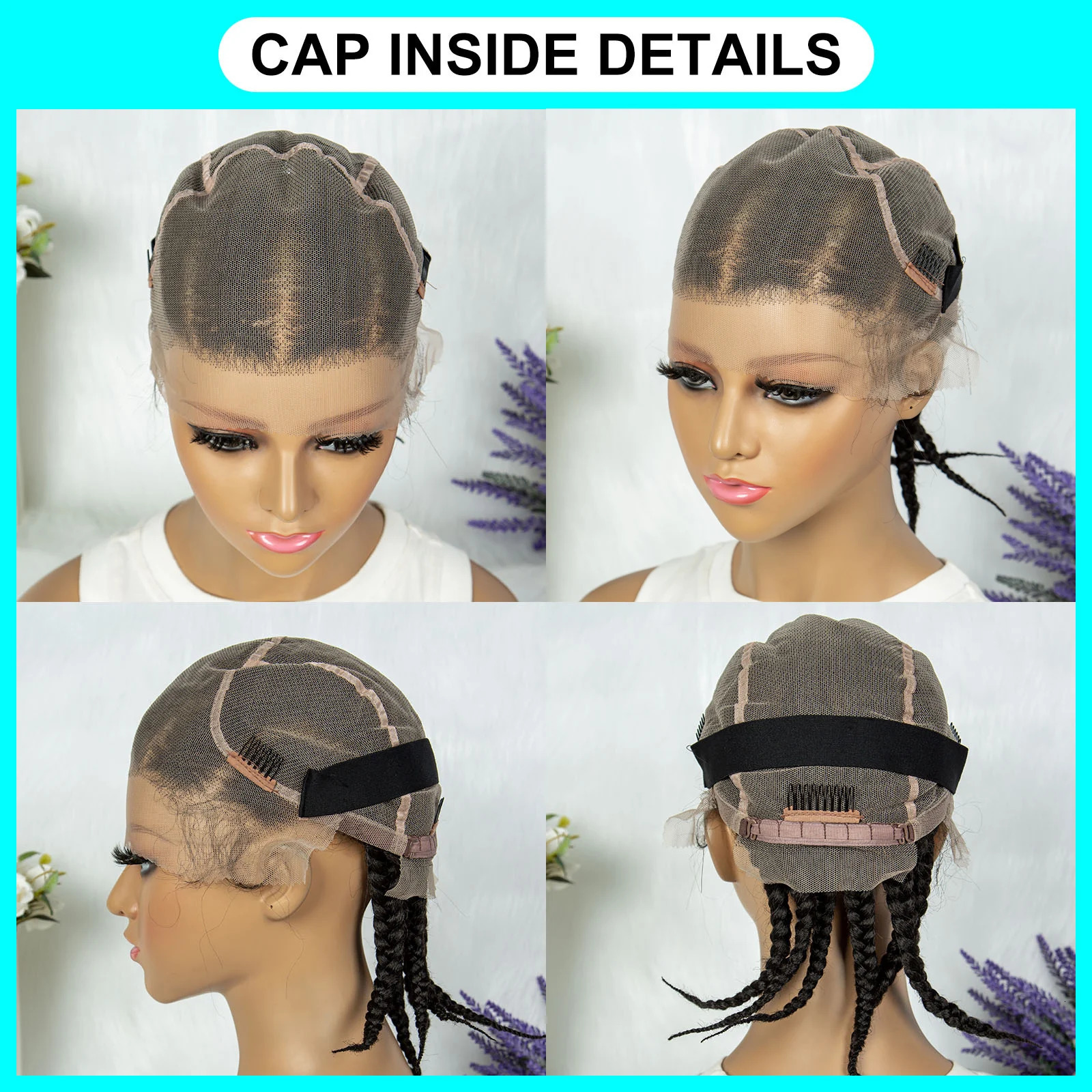 KIMA Full Lace Cornrow Box Braided Synthetic Lace Front Wigs for Africa Women Men Braids with Baby Hair Braiding Wigs 240430