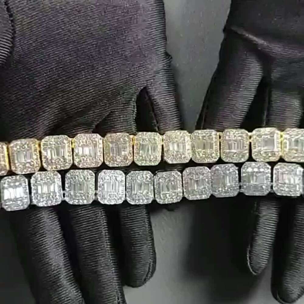 Hip Hop Jewelry 12mm Full Bling Diamond Moissanite Tennis Chain Iced Out Jewelry Necklace