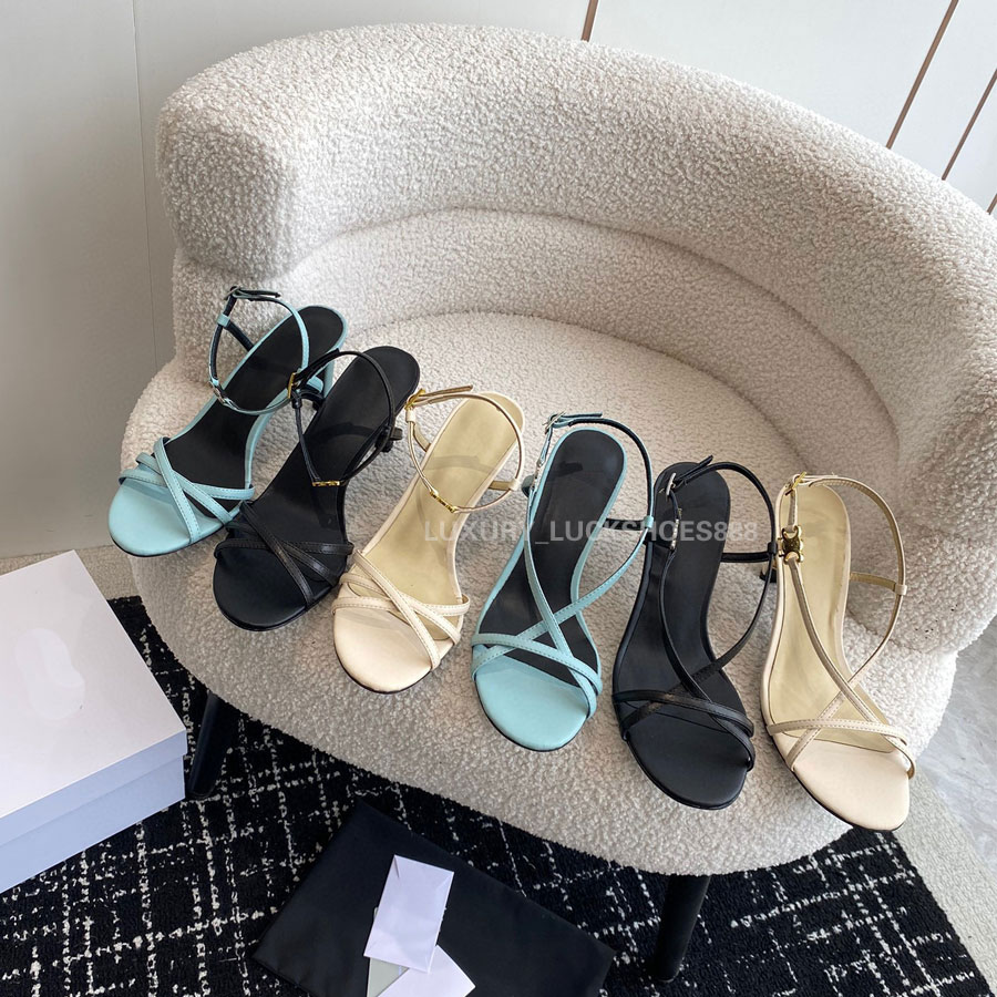 Top quality Simple stylish stiletto heels sandals ankle strap High heel Dress shoes 8.5cm Luxury designer High heeled Office shoes Factory footwear With box