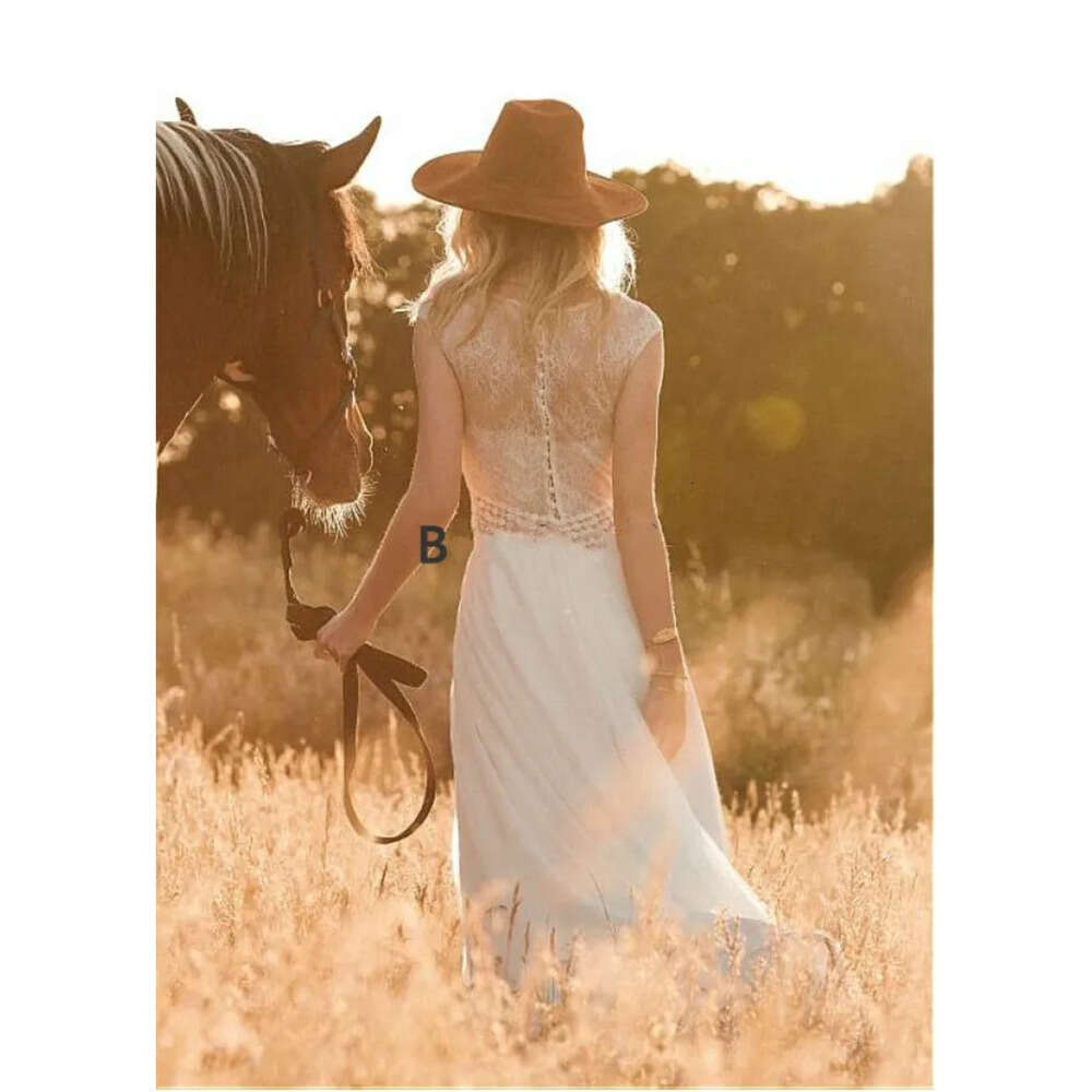 Appliqued Lace V A Dresses Bohemian Line Neck Floor Length Beach Wedding Dress Chiffon Country Long Vestidos De Novia ppliqued estidos