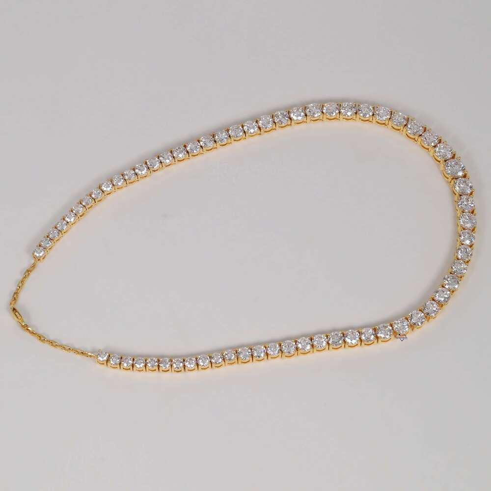 Capturing the Essence of Grace with 14 Kt Yellow Gold Moissanite Diamond Tennis Necklace for Womens with Vvs Clarity Diamond