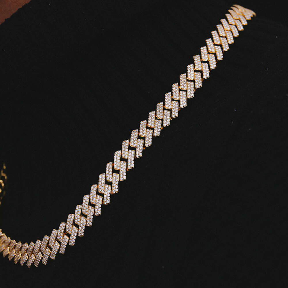 Factory Wholesale Cuban Chain 14k Yellow Gold Hip Hop Chain Necklace Def Moissanite Jewelry Necklace