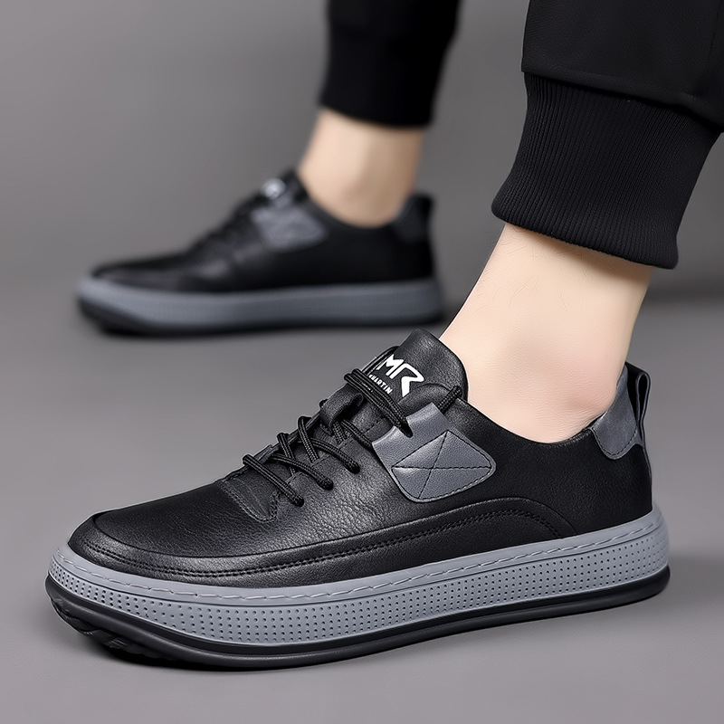 new 2024 trend Spring Men's versatile board genuine breathable soft sole clown men's casual leather shoes Lhshoe