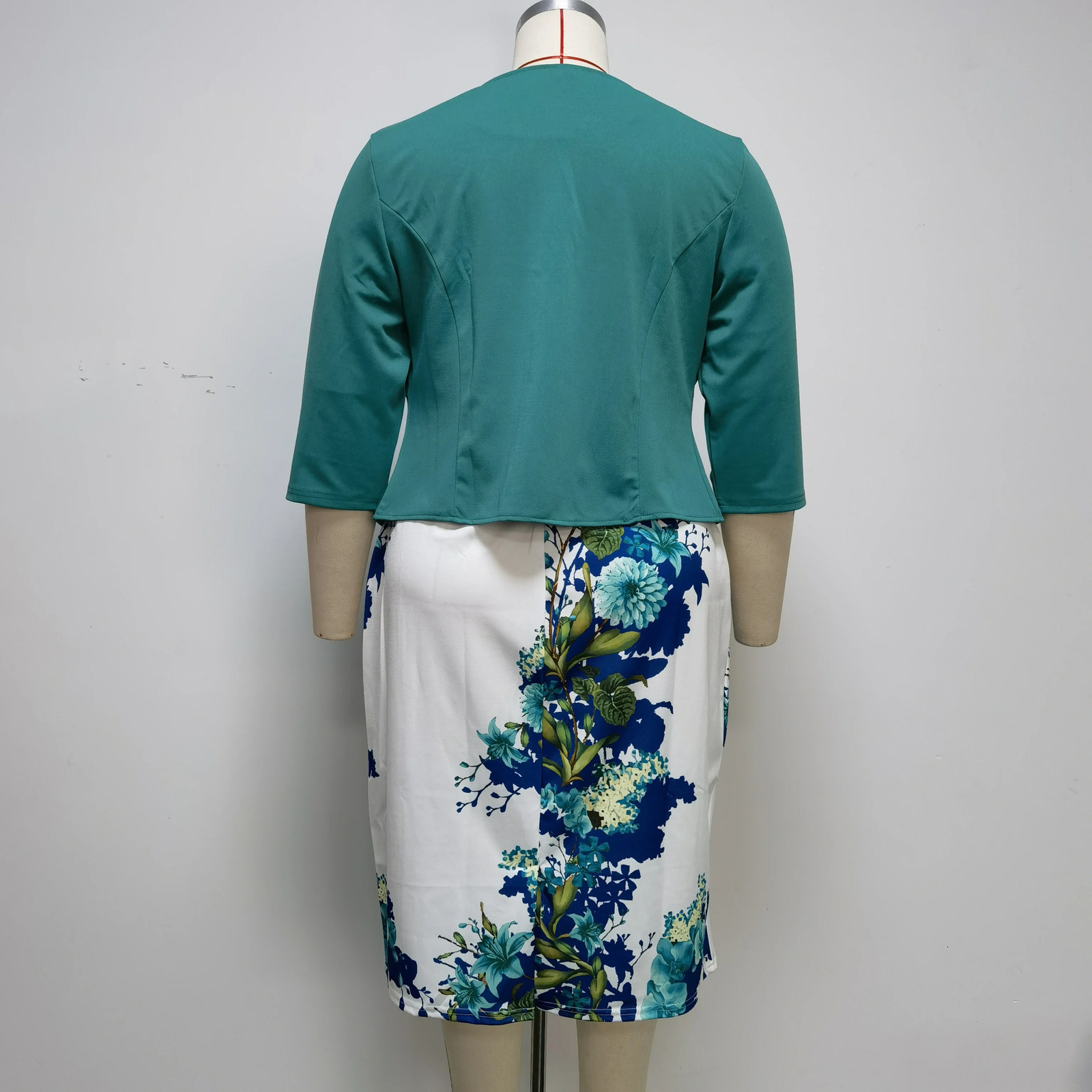 Plus Size Floral Print Turkey Style Office Ladies Coat and Dress Suit For Women 240422