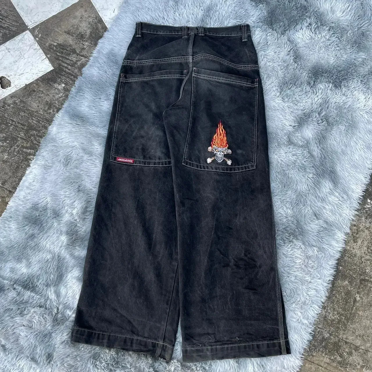 Hip Hop Y2k Baggy Jeans Pattern Print Oversized Wide Leg Jeans Vintage Denim Pants Men Women Gothic Wide Trousers Streetwear 240429