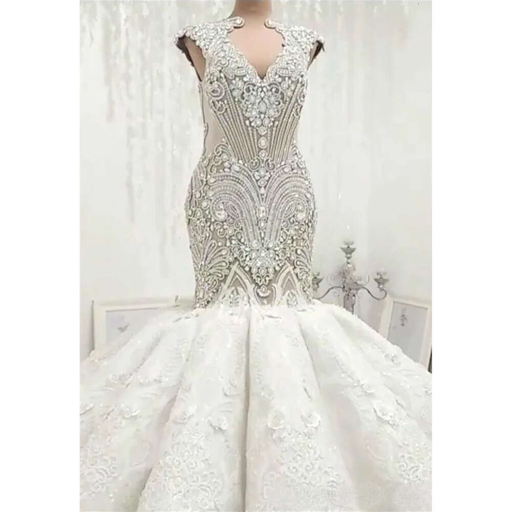 Dresses Beaded Size Lace Mermaid Plus Crystal Applique Vintage Wedding Dress Vestido De Novia Country Bridal Gowns 0227Lz