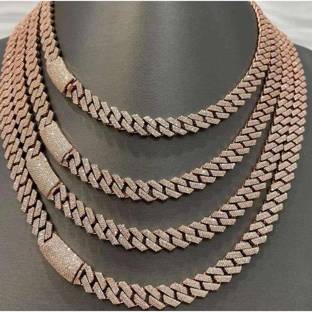 Iced Out Mens Women 925 Sterling Silver Cuban Necklace 10mm Hip Hop Moissanite Cuban Link Chain Necklace