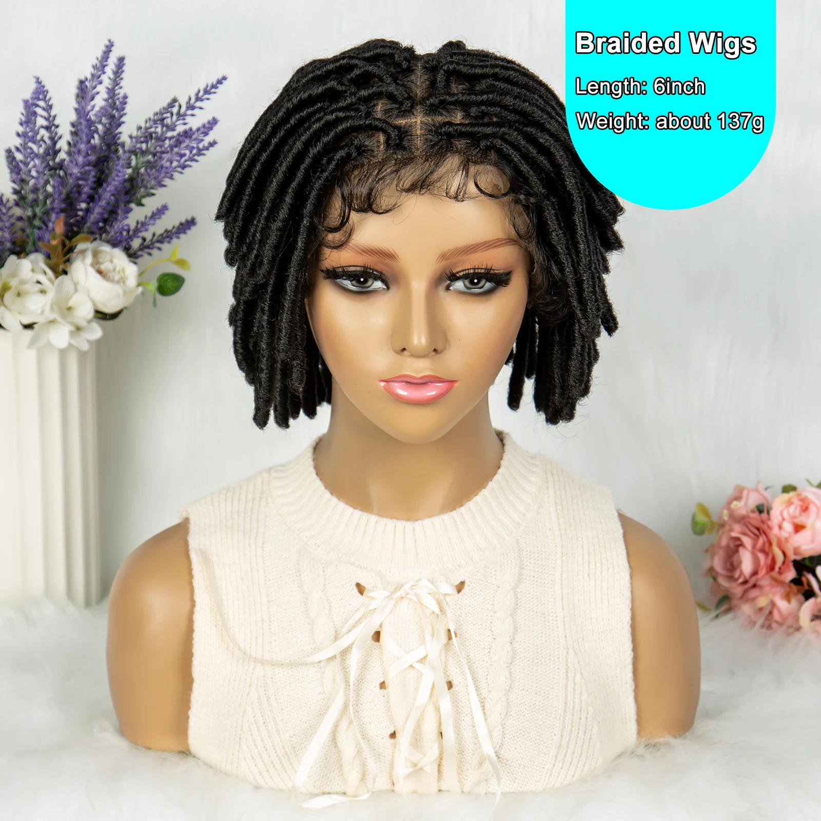 Dreadlock Faux Locs Knotless Box Braided Synthetic Lace Front Braided Full Lace African Braiding Hair For Man Women 240430