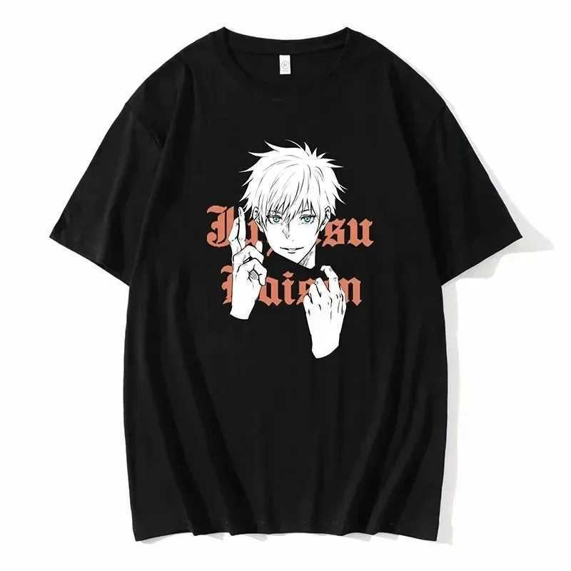 Men's T-Shirts 2024 Harajuku Y2k Vintage Oversized Cotton T Shirt Japanese Anime Jujutsu Kaisen Ryomen Sukuna Print Short Slves Ts Tops T240505