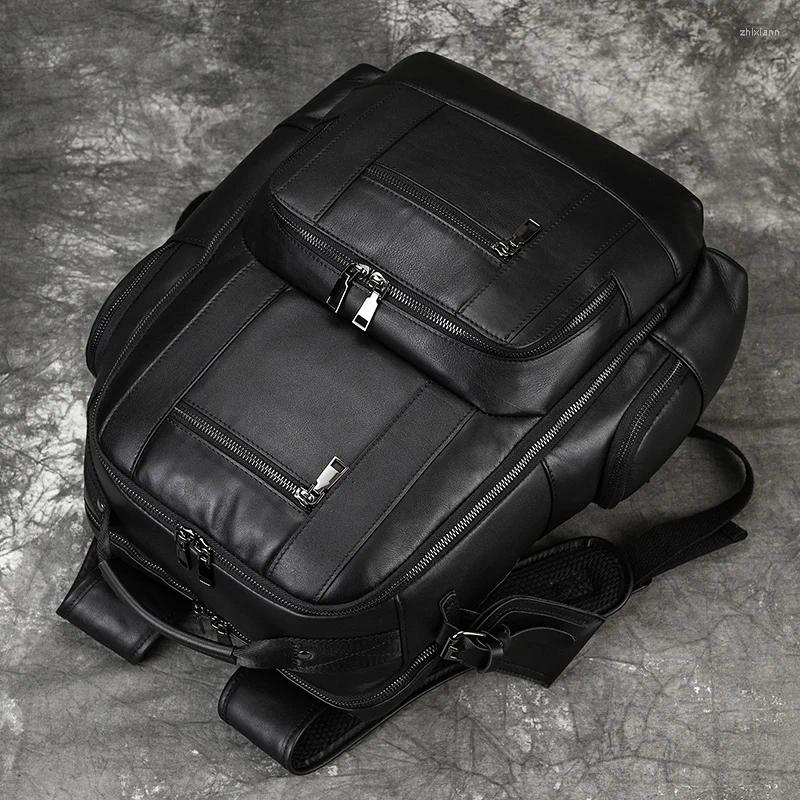 Cowhide hot Laptop Bag Men - Mens Leather Backpack for Travel & School