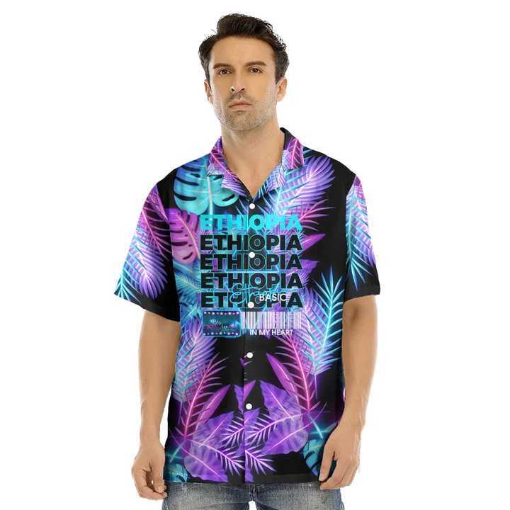 Men's Casual Shirts Ethiopia Africa County Flag Map Short Slve Shirts For Men Clothes Orthodox T National Emblem Graphic Blouses Hawaii Boy Tops 