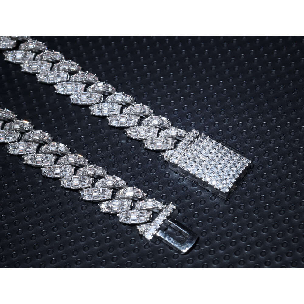 Cuban Link Chain Moissanite Necklaces for Men Fashion Jewelry Vvs 10mm Pure Sterling Cuban Link 925 Sterling Silver Hiphop Fash