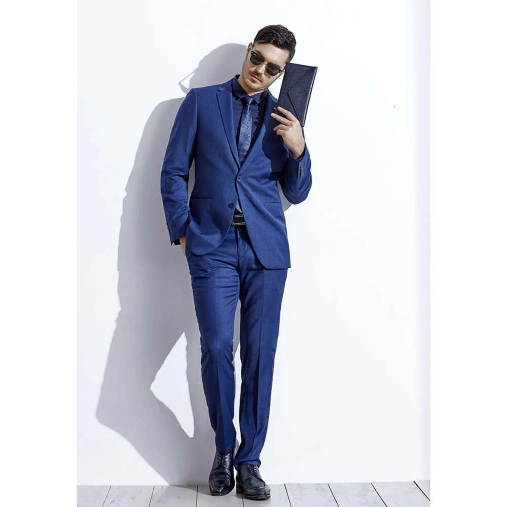 Peaked Designer Handsome Customized Lapel Tuxedos Groom Blue Best Men Suit For Weddings Business Mens Formal Suits (Jacket+Pants) s mal s