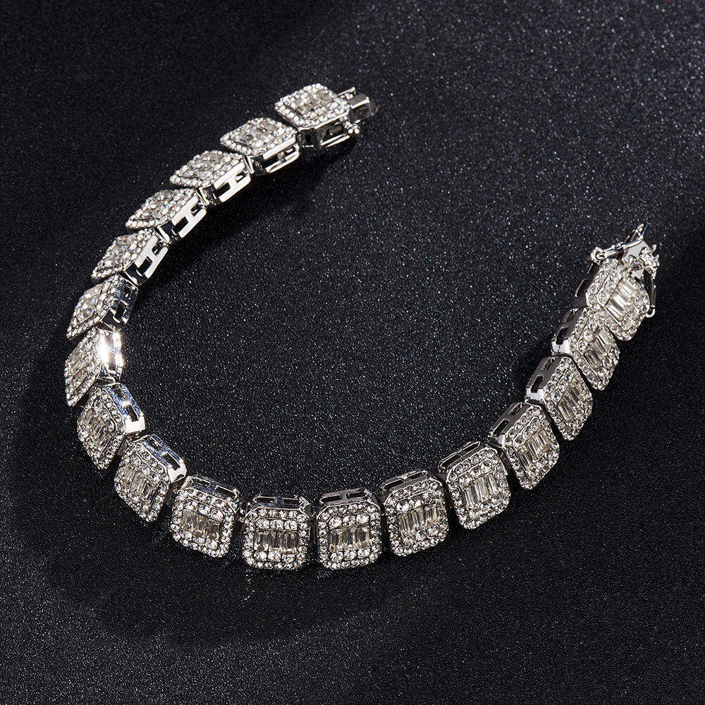 Hip Hop Jewelry 12mm Full Bling Diamond Moissanite Tennis Chain Iced Out Jewelry Necklace