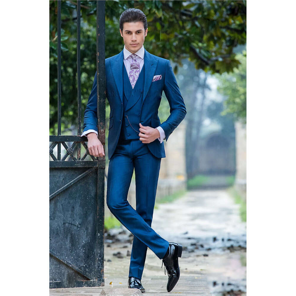 Mens Customized Slim Pieces Handsome Fit Three Groom Tuxedos For Weddings Best Man Suits Top Quality Business Men Suit