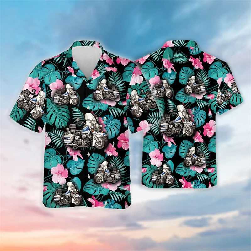 Men's Casual Shirts Tropical Police Graphic Beach Shirt Casual Hawaiian Policeman Shirts For Men Clothes Fashion Strtwear Vacation Blouses Y2k To