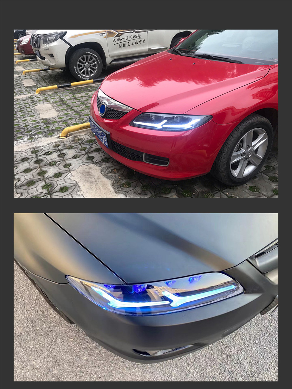 Auto Head Light For Mazda 6 2003-20 15 Headlight Assembly Modified LED Lamps Headlights DRL+Bi-Xenon Lens