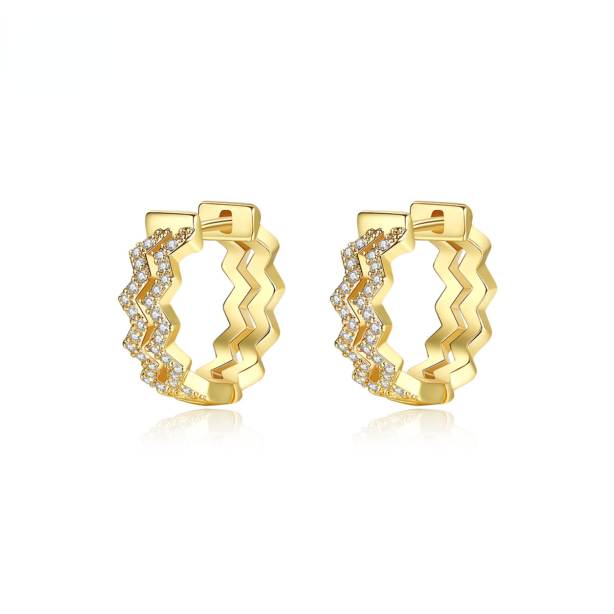 Designer Earrings for Women New Double Row Diamond Copper Set Zircon Creative Ripple Fashion Party Wedding Jewelry Free Shipping