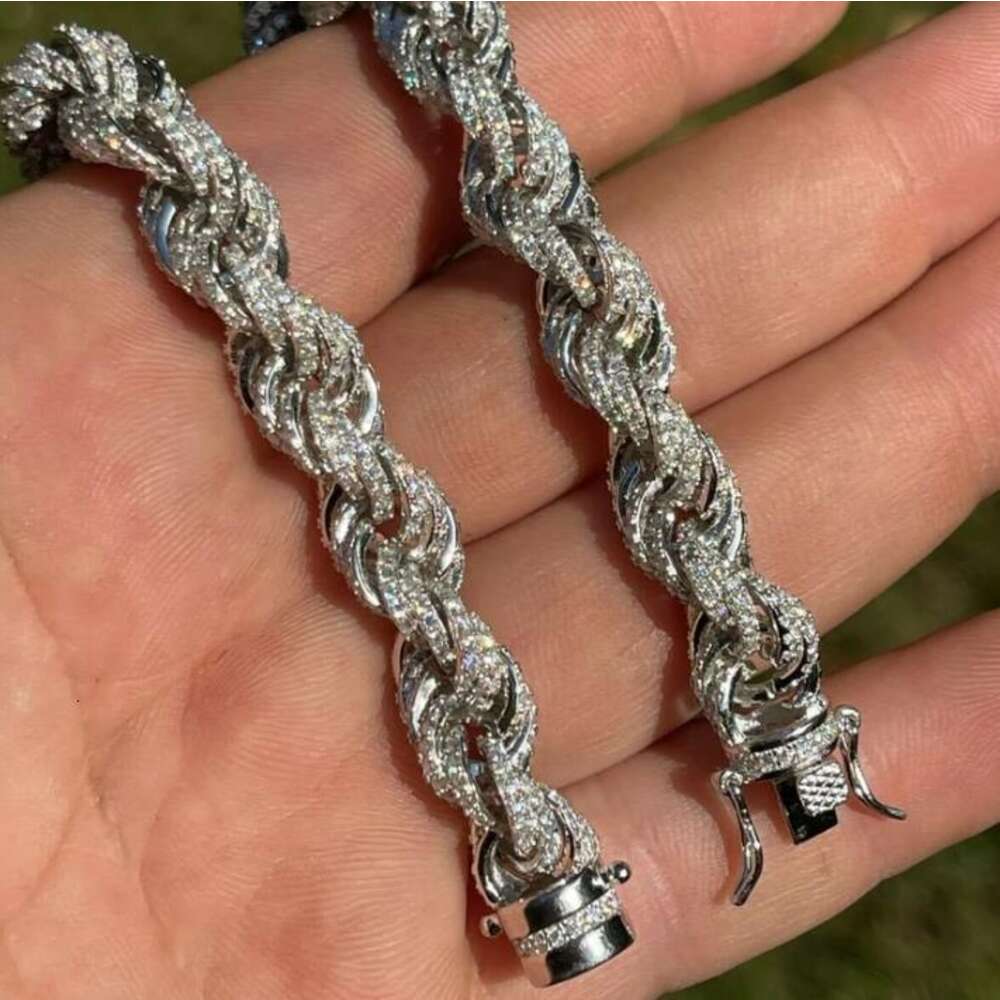 Mens Cuban Style Bracelet Hip Hop 925 Sterling Silver Lab Diamond Cluster Moissanite Cuban Chain Bracelet