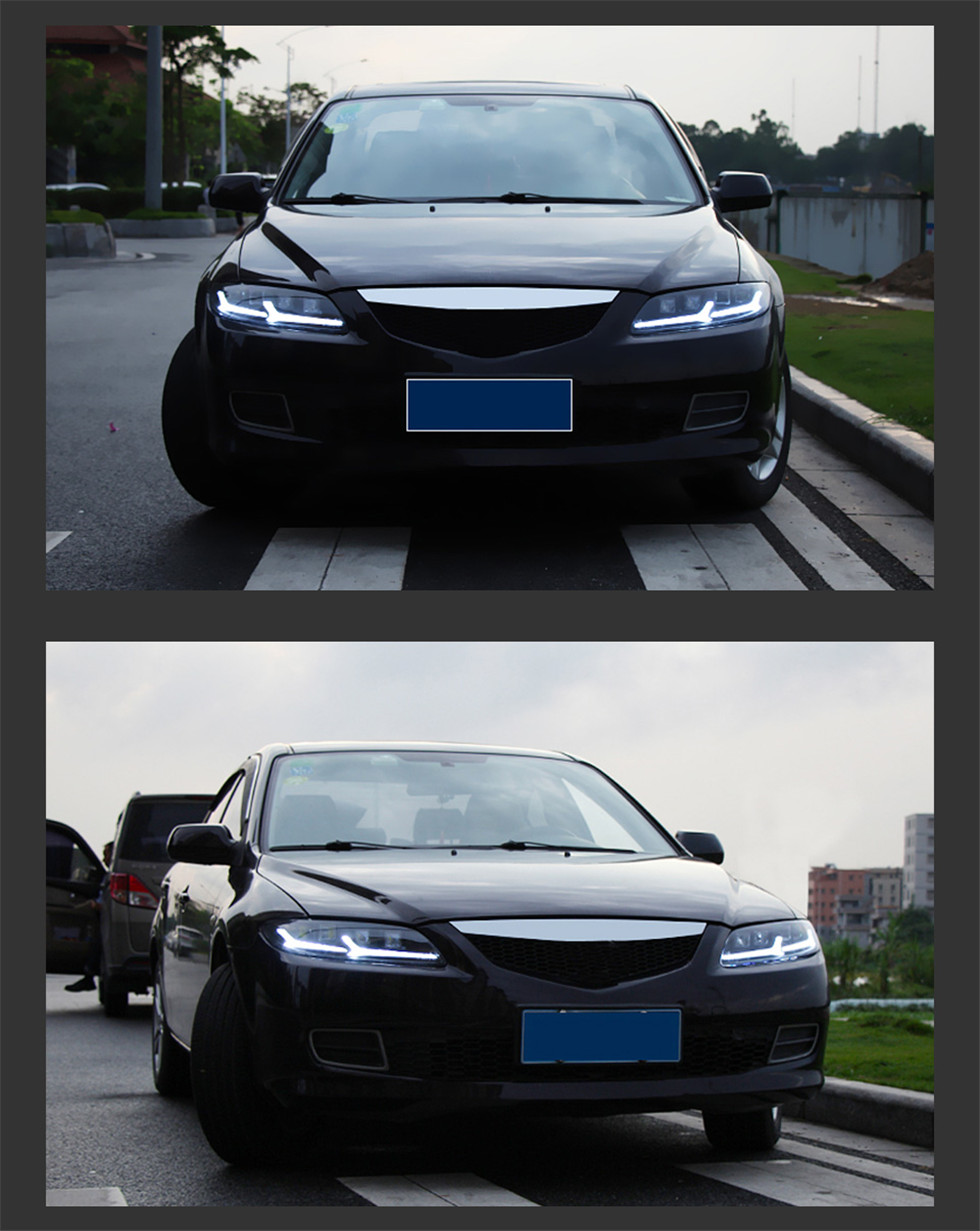 Auto Head Light For Mazda 6 2003-20 15 Headlight Assembly Modified LED Lamps Headlights DRL+Bi-Xenon Lens