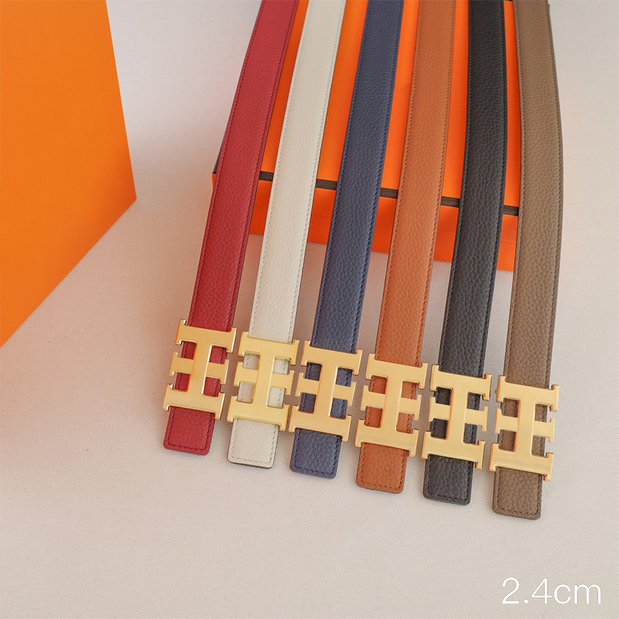 Fashion BeltMen Womens Designer Belt Genuine Leather Belts Width 2.4cm Reversible Thin Cowhide Golden Silver Buckle Waistband12 colors avai