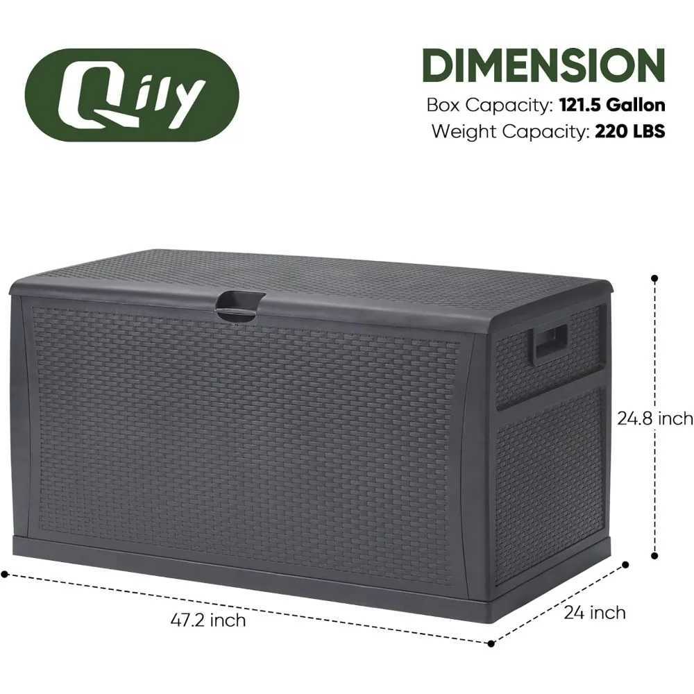 Storage Boxes Bins Doterra large courtyard mat storage deck box desktop lockable wardrobe portable garden 121Gal tool toy organizer shelf Q240506