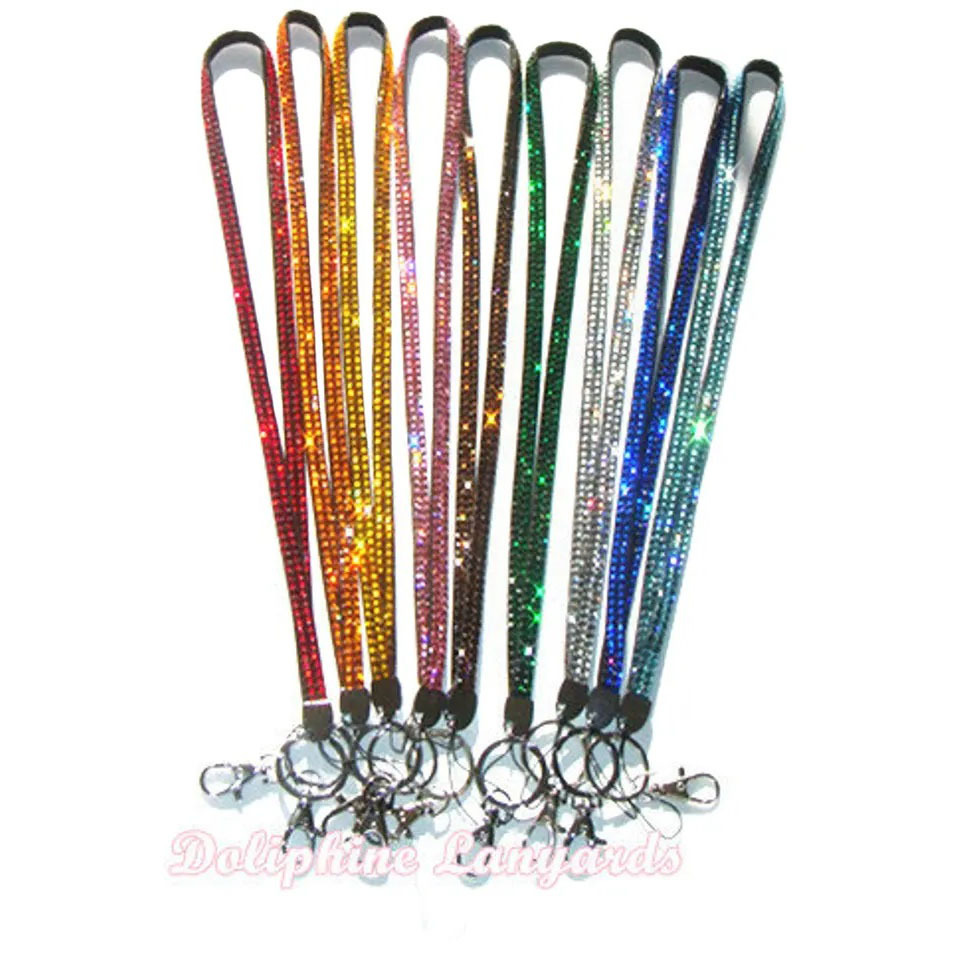 Rhinestone Crystal CardID Badge Chains Holder with Lanyard Rope Bling Vertical ID Business Card Case Office Papelaria Supplies diamond rhinestone neck