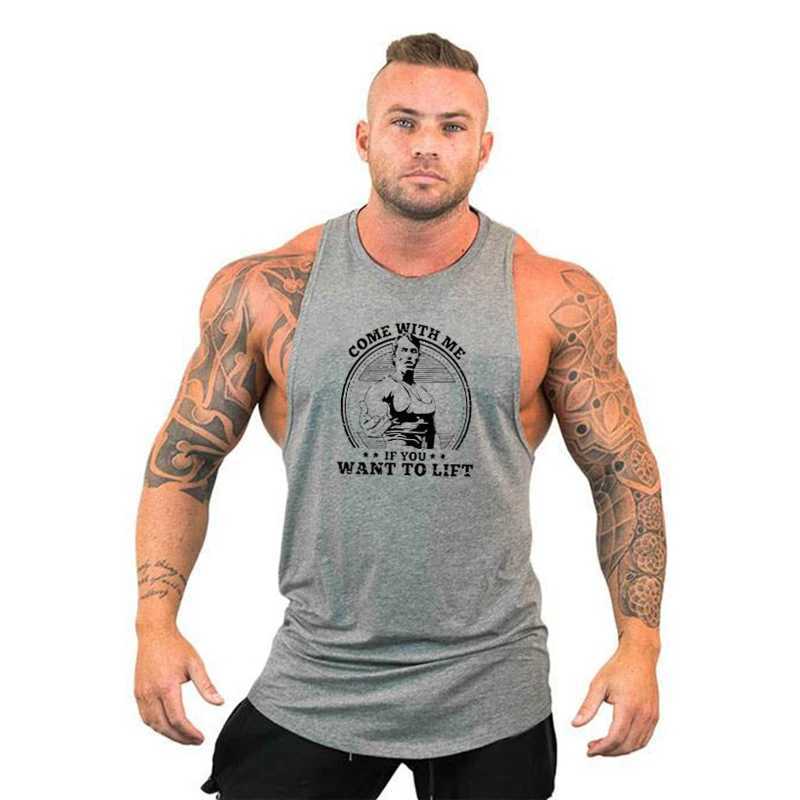 Men's Tank Tops Come with Me If You Want To Lift Arnold Cotton Gym Clothing Bodybuilding Tank Top Men Fitness Singlet Muscle Slveless Shirt Y2405