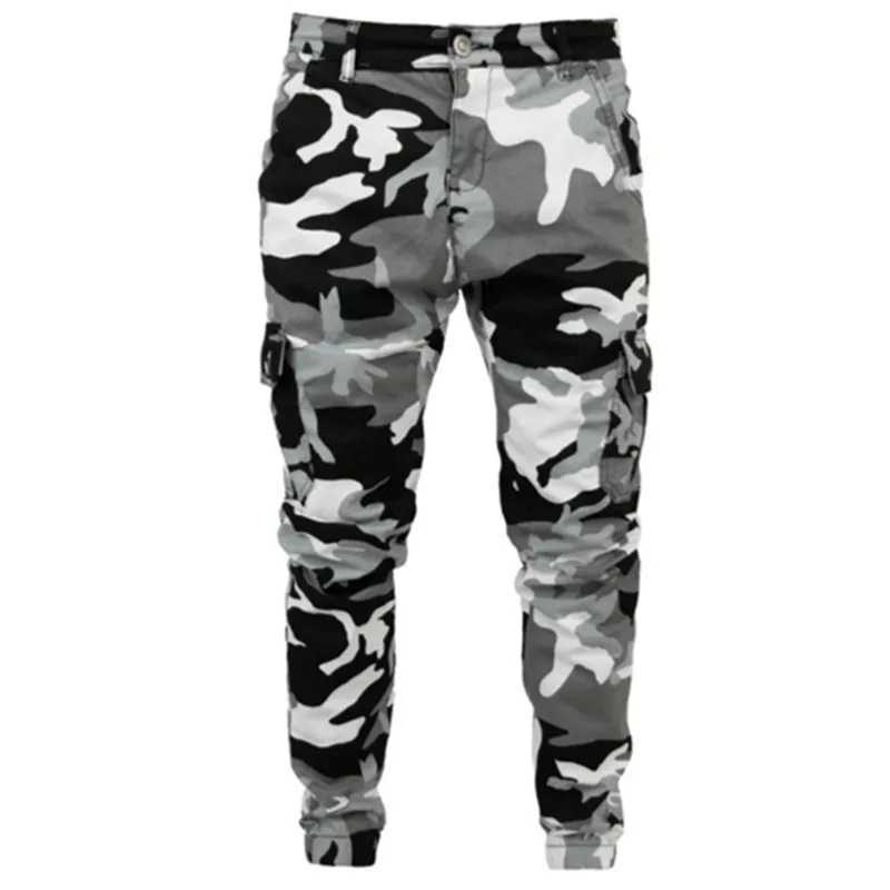 Men's Jeans Autumn Camouflage Style Mens Jeans Joggers Sweatpants Cargo Trendy Hip Hop Solid-Colored Pencil Pants Men Fitness Trousers Y240507