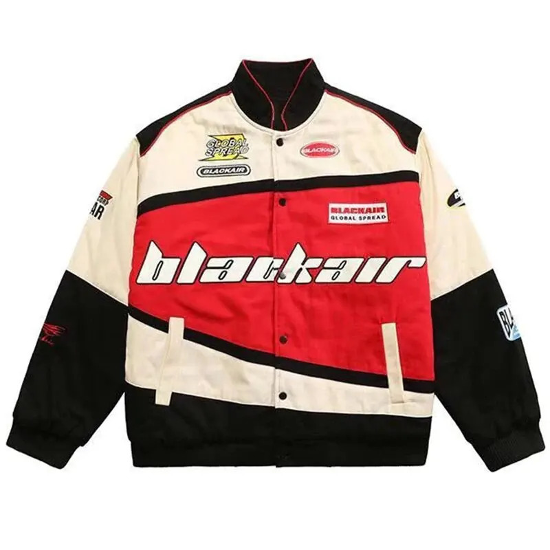 Motorcycle Baseball Jackets Men Y2K Harajuku Letter Embroidery Patchwork Coats Vintage Hip Hop Streetwear Varsity Jacket Unisex 240507