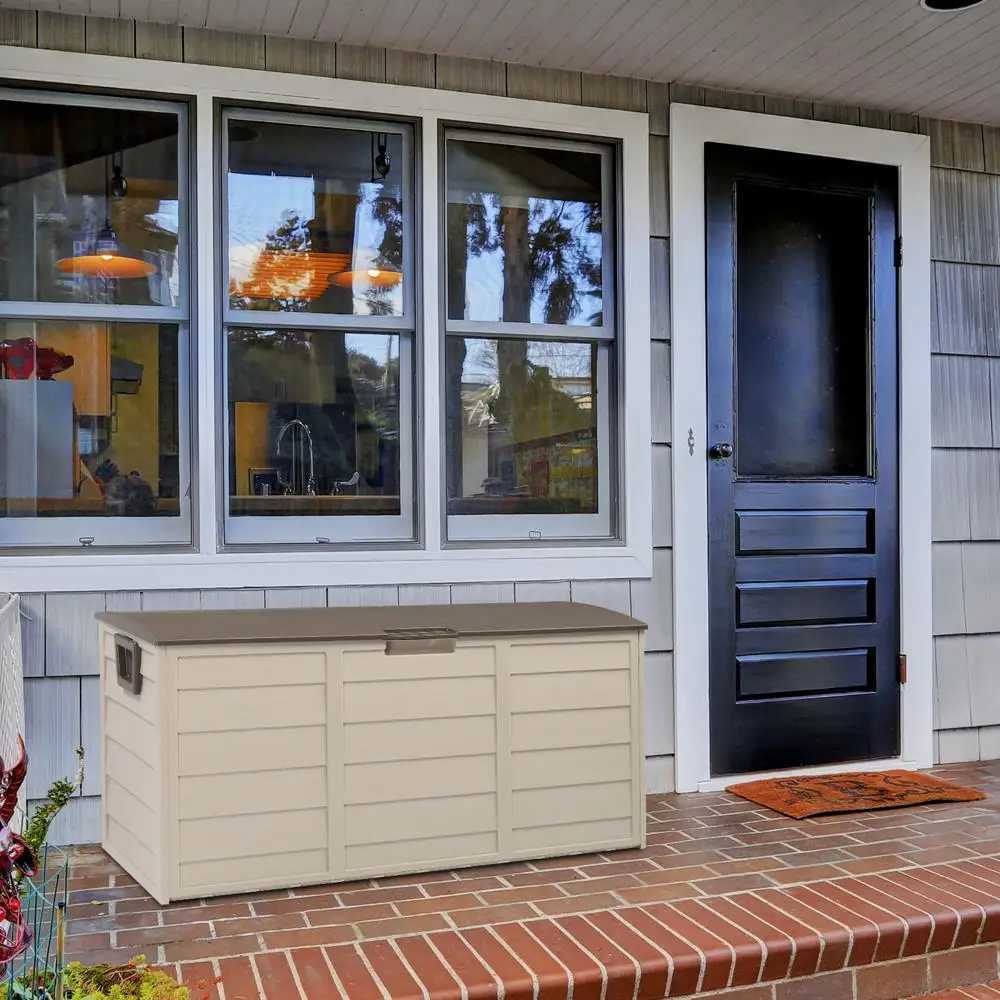 Storage Boxes Bins Outdoor 75 gallon resin deck box storage courtyard garden bench waterproofing Q240506