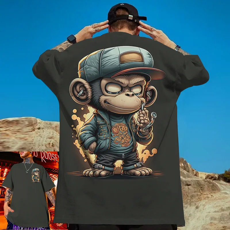 Animal TShirts For Men 3d HipHop Monkey Print Daily Casual Short Sleeved Loose Oversized TShirt Street Harajuku Tops Tee 2024 240420