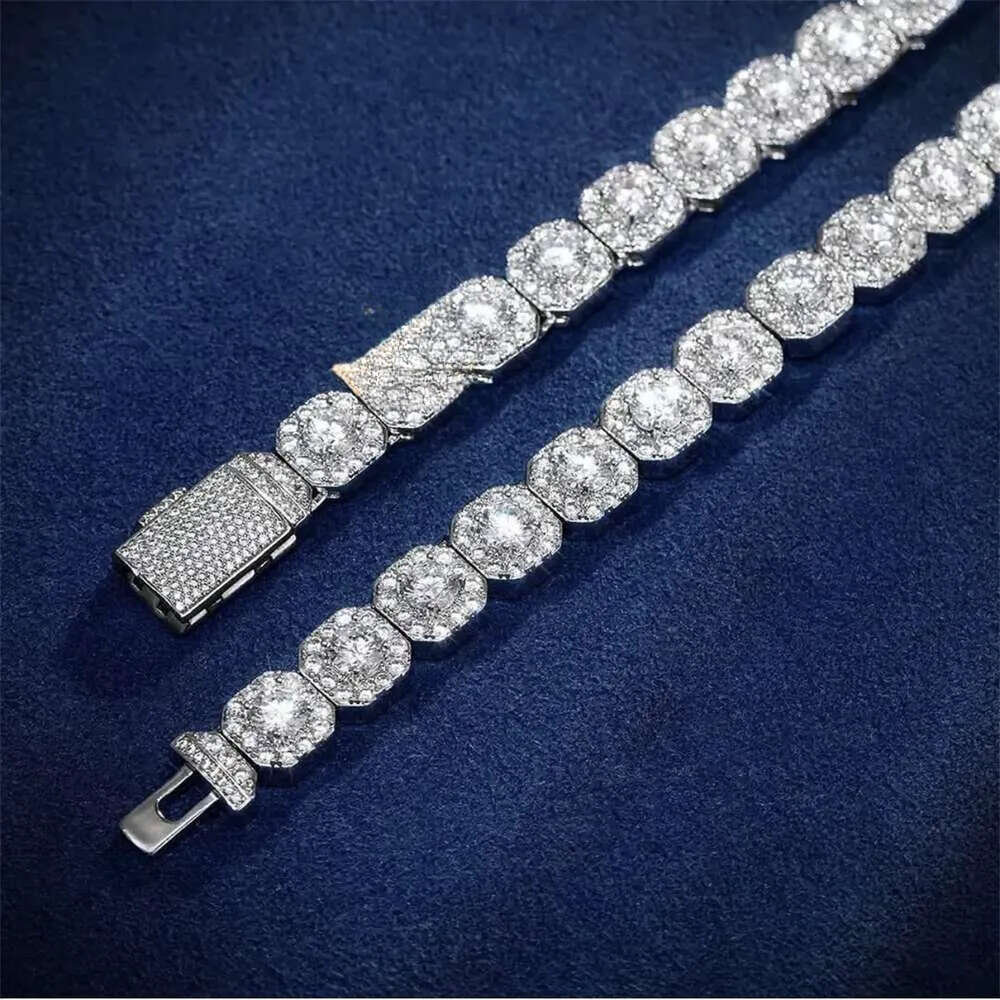 Fire Jewelry 6mm 10mm Sterg Sier d Color Vvs Moissanite Dia Cluster Tennis Chain Necklace for Men Women