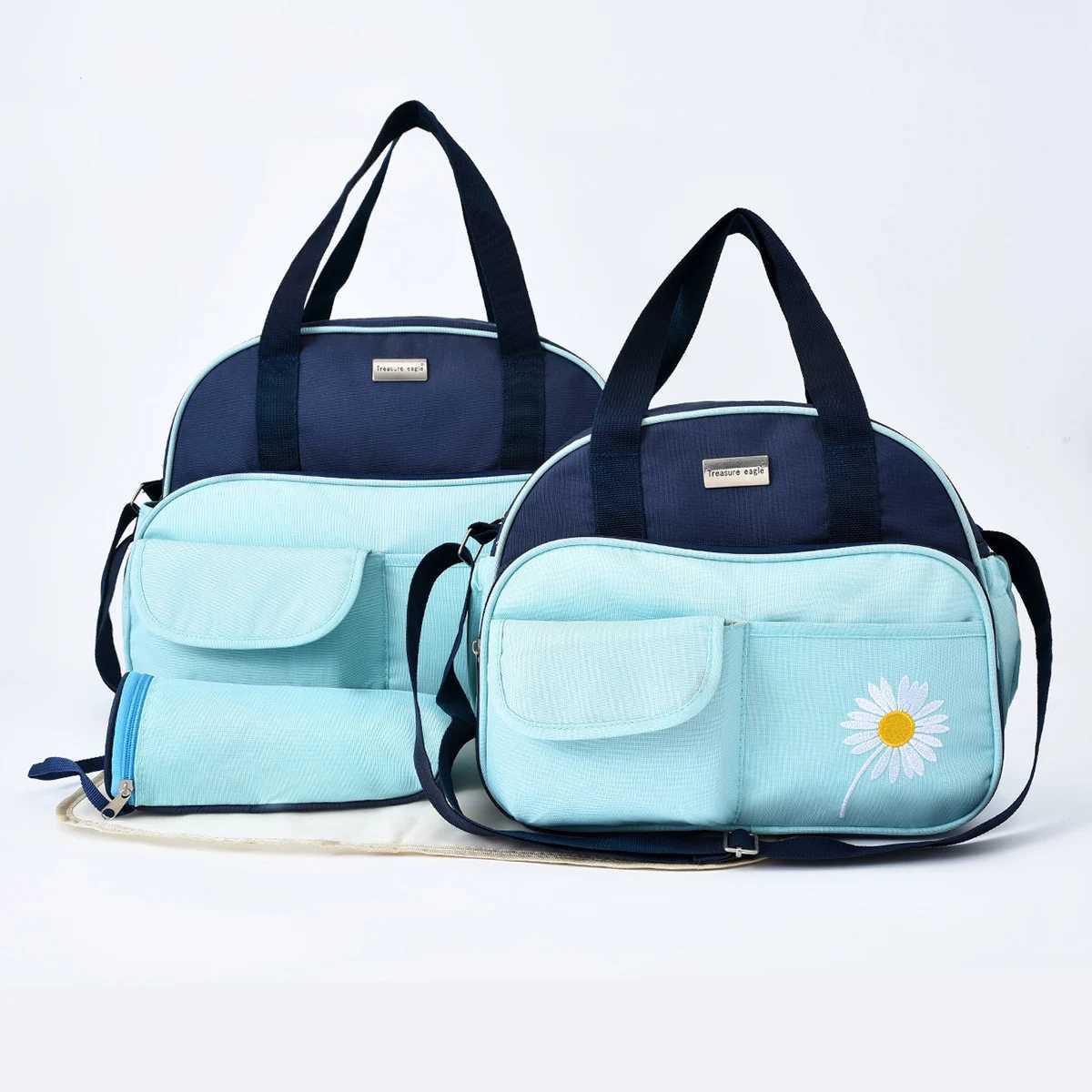 Diaper Bags New Fashion Embroidered Daisy Mommy Bag Four Piece Set Multi functional Large Capacity One Shoulder Diagonal Cross Diaper Bag Y250227B21Q