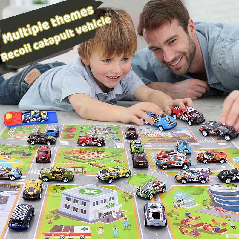 Diecast Model Cars Mini alloy recoil car bouncing car fall resistant model toy car kindergarten gift Diecast Vehicle Collectible Toys For Kids Gift T2