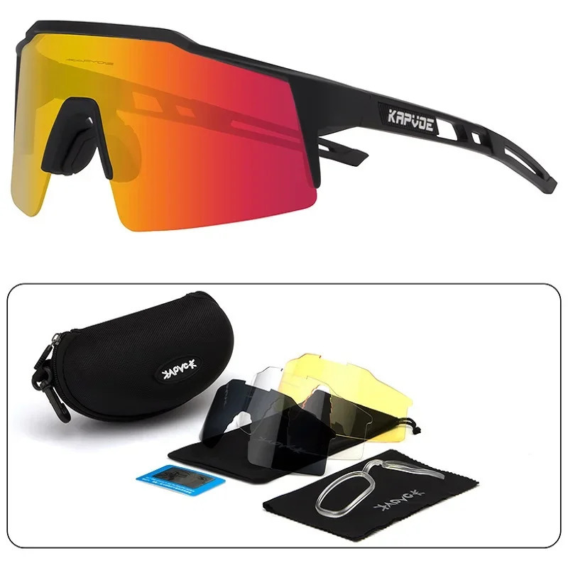 Polarized Cycling Glasses 4 Lens Men Women Sport Fishing Running Sunglasses Road Mountain Bike Goggles MTB Bicycle Eyewear 240416