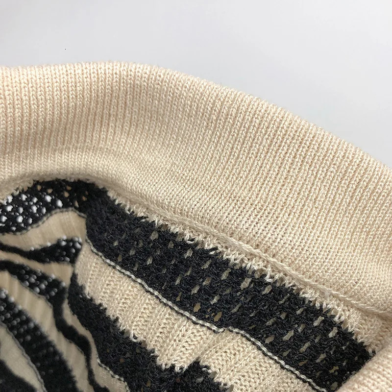 Spring Autumn Children Knitting Hollow Out Polo Shirt Girl Baby Loose Short Sleeve Pullover Tops Boy Kid Casual Striped Tees 240506