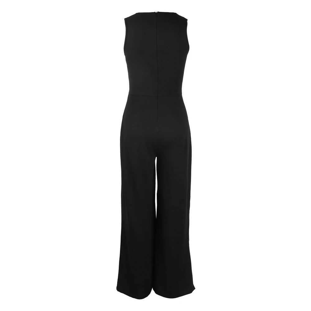 Women's Jumpsuits Rompers Black Vintage Women Jumpsuit 2024 Spring Winter Sexy Party Long Wide Leg Bodysuits Pants Female Clothing Formal Occas T